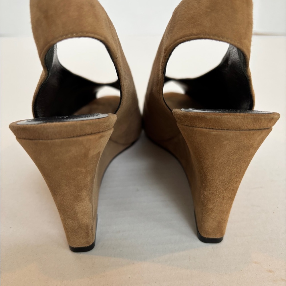 Celine Suede Peep-Toe Slingbacks  | Size 36 | Camel Suede Wedges - Picture 5 of 10